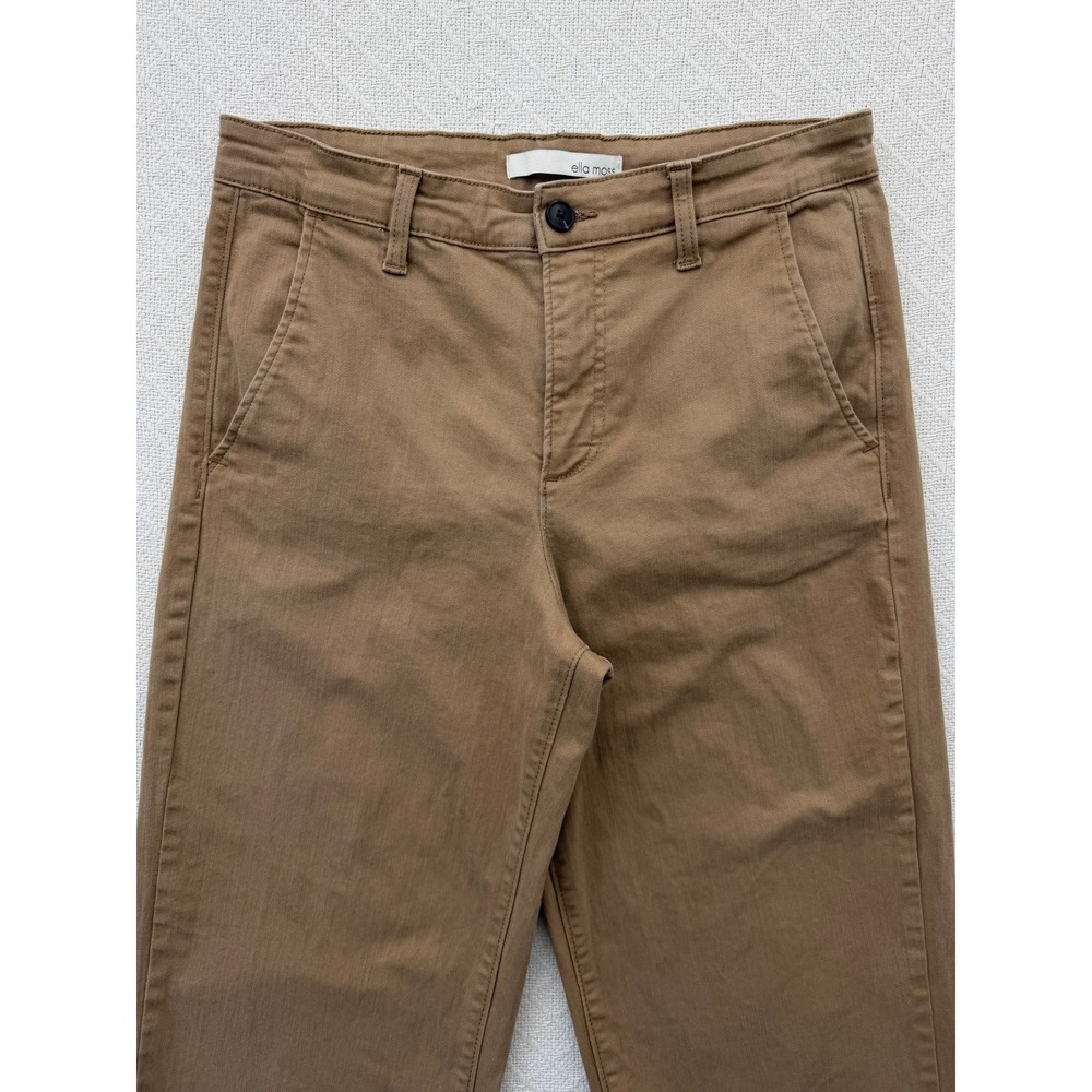 Ella Moss Wide Leg Crop Chino Pant Brown Stretch High Rise Cotton Twill Womens 6 - Picture 2 of 7